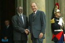 Photo 3 : Le Président de la République, M.Jacques CHIRAC, accueille le président de la République de Namibie, M.Sam NUJOMA